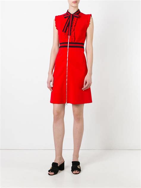 gucci red ruffle dress|Gucci midi dresses.